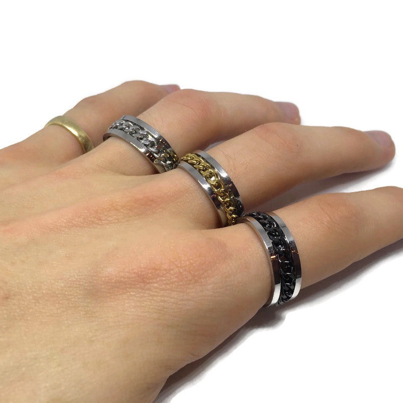 Mens Spinning Chain Ring - 3Colors