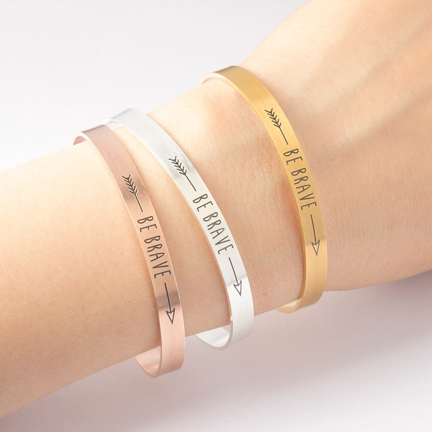 Fashionable Stainless Steel "Be Brave" Bracelet